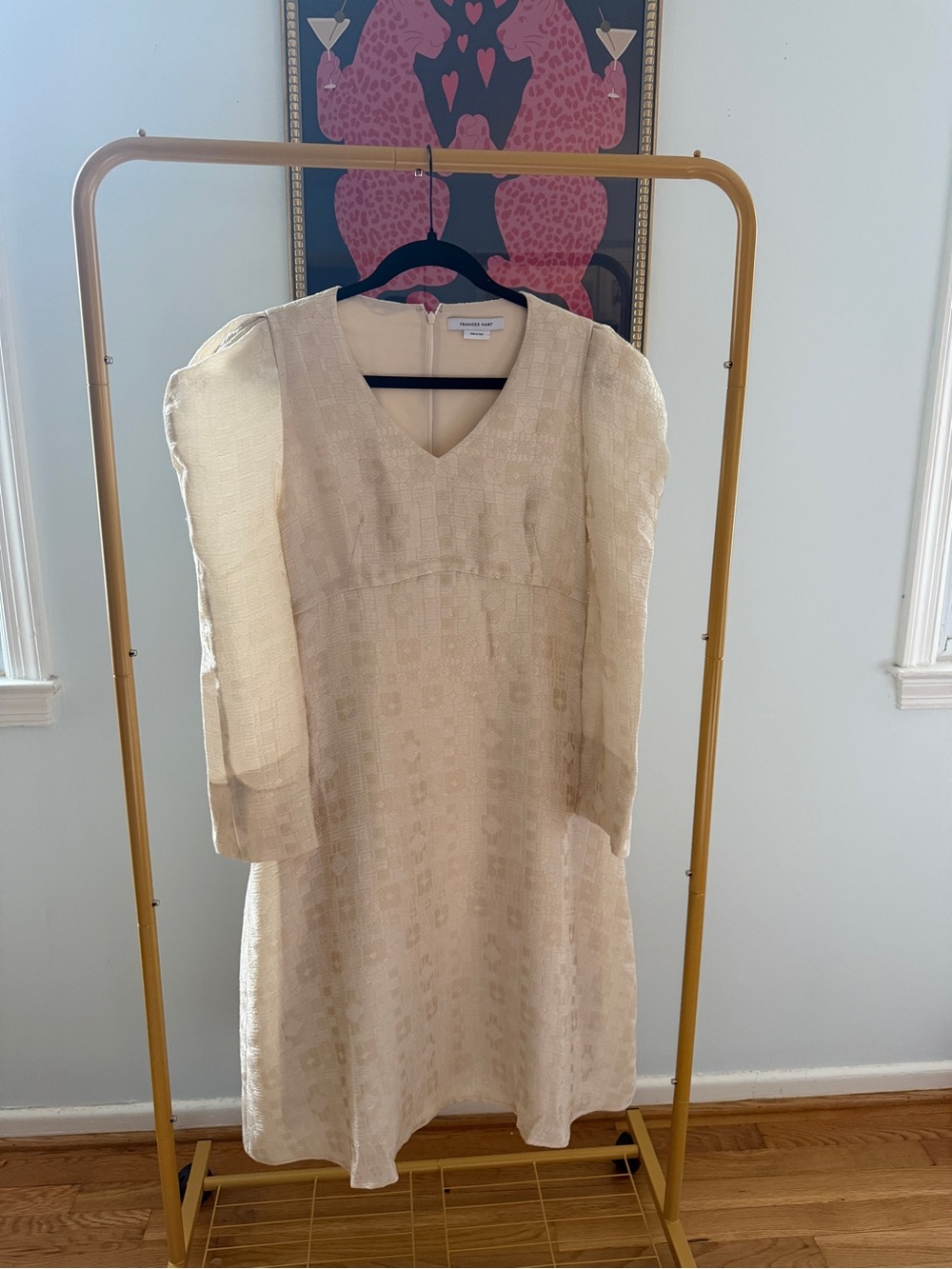 Frances Hart Ivory Textured Midi Dress Made in Italy – Size Small